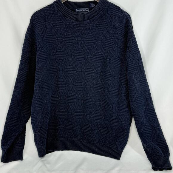 Vintage 90s Susquehanna Trail Sweater Mens XL Navy Blue Knit Crewneck Pullover - Picture 1 of 5
